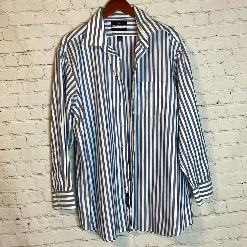 Hart Schaffner Marx Cotton Button Down Shirt Size 17 1/2, 33 - Picture 2 of 7